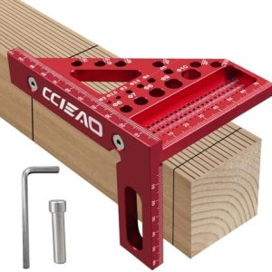 3D Carpenter Square with Degrees Scriber, 22.5-90 Degree Drawing Line Ruler with Pin, Precision Square for Woodworking, Construction, Craftsmen and DIY (Metric)