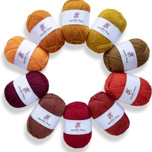 Studio Sam Acrylic Yarn Set. Ten Large 50g Skeins. Total 1030 Yards. for All Knitting, Crochet and Craft Projects. Orange and Brown (Autumn Collection)